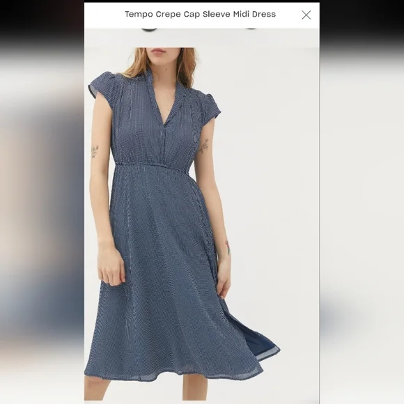 Urban Outfitters Navy Cap Sleeve Dress Size XS - Picture 3 of 11